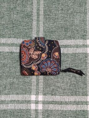 Vera Bradley Black and Brown Floral Zip-Around Wallet (Kensington)